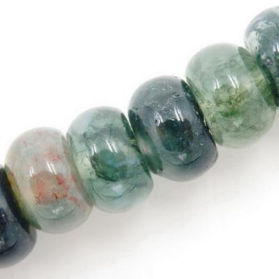 China DIY Jewelry Making Wholesale Natural Moss Agate Loose Stone Roundel Beads For Jewelry Making for sale