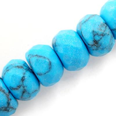 China DIY Jewelry Making Wholesale Natural Faceted Blue Turquoise Howlite Loose Stone Roundel Beads For Jewelry Making for sale