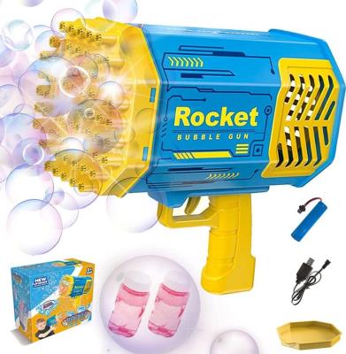 China Funny Outdoor Toy Hot Selling Wholesale New Arrival Summer 69 132 Holes Plastic Bazooka Automatic Bubble Machine Gun Toy for sale