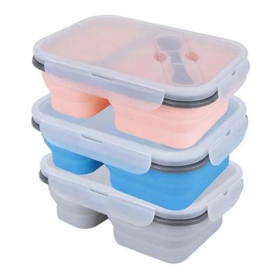 China 2023 Wholesale New Arrival Disposable Custom Hot Selling Kitchen Accessories TRAY Collapsible 1100ml Silicone Reuse Lunch Bowl Containers Free for sale