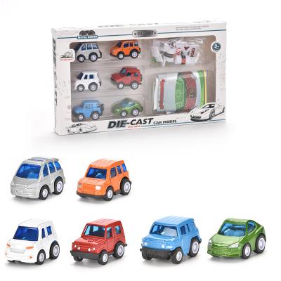 China Metal Car Mini Pull Back Diecast City Map And Road Signs 6 Toy Set Alloy Model Cars HY-0313211 for sale