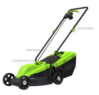 China Hot Sale 1200W 32CM Folding Handle AC Lawn Mower Hand Push Grass Cutting Machine Attached Hand Held Lawn Mower Lawn Mower for sale