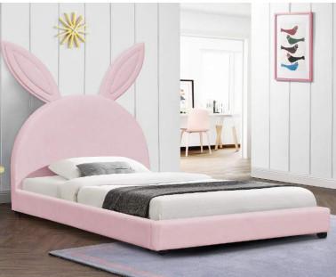 China Los niños de la madera contrachapada tapizaron color rosado del estilo del conejo de la historieta del marco de la cama en venta