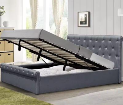 China Lift Up Storage Bed Full Size Upholstered Bed with Tufted Headboard and Storage Underneath Te koop