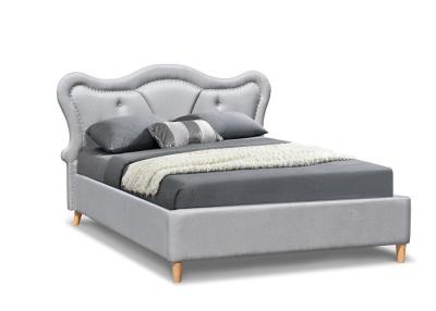 China Nailhead-Kinderpolsterbett trimmen Grey Linen Button Tufted Curved-Kopfende zu verkaufen