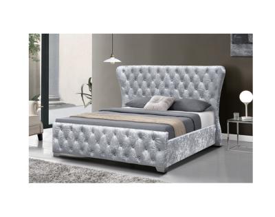 China Crushed Velvet Double Home Furniture Bed Frame With Buttons for sale