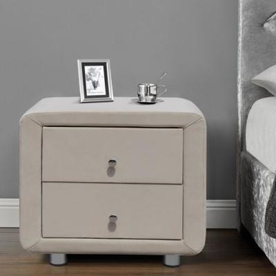 China Fach-Nachttisch-Plüsch des Samt-Gewebe-2 polsterte Nightstand-Beige mit Chrome-Griffen zu verkaufen