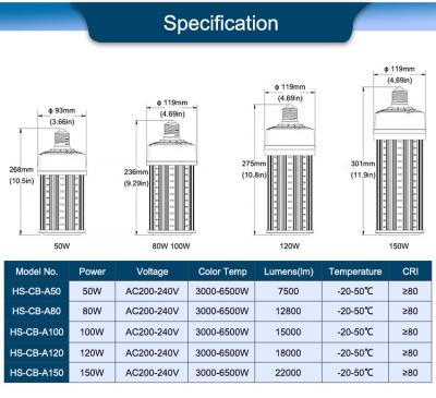 Chine E27 LED Corn Light 2700K-6500K Température de couleur pour un éclairage clair à vendre