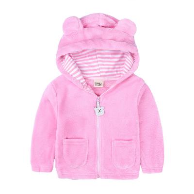 China 2021 Casual baby fleece bear coat jacket men and women baby zipper sweater kids autumn and winter hooded coral cardigan for sale