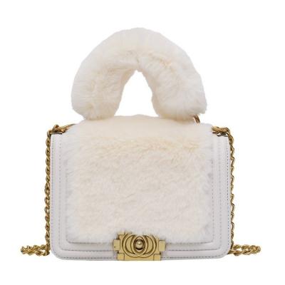 China Fashion Women High Quality Luxury Winter Fur Fluffy Messenger Crossbody Handbags Messenger for sale