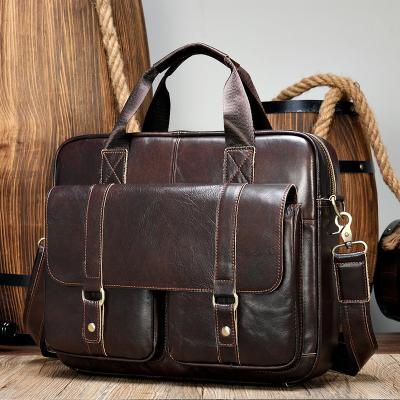 China High Quality Genuine Leather Men's Bag Brand Business Men's Shoulder Handbag Fashion Casual Men's Computer Briefcase for sale