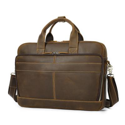 China High quality leather men's business briefcase multifunctional men's bag multifunctional retro trend layer cowhide handbag men first for sale