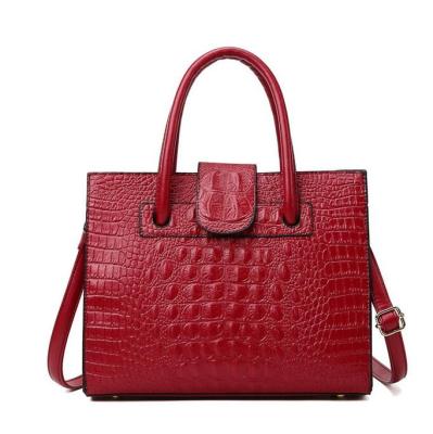 China Fashion Multi Color High Quality Leather Fashion Luxury Embossed Crocodile Ski Handbags For Women for sale