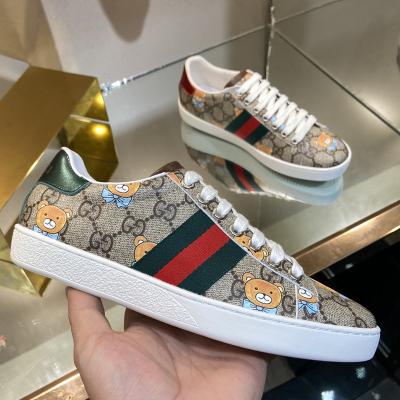 China Fashion Trend Brand G Women Flat Good Quality Sports Shoes Embroidery Stripes Walking Sports Couples Genuine Leather Shoes for sale