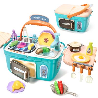 China Stone Plastic Sensitive Cute Kids Portable Picnic Basket Pretend Play Toys with Musics and Lights for sale