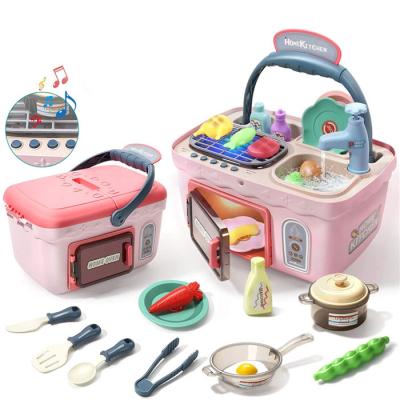 China ABS Plastic Kitchen Toy Play Set Multifunctional Picnic Chef Pretend Play Cooking Top Rank Plastic Games For Kids for sale