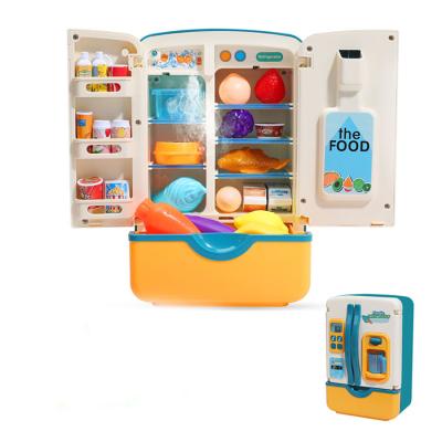 China Wholesale Plastic Educational ABS Mini Pretend Play Kitchen Refrigerator Plastic Baking Toy with LED Light and Music for sale