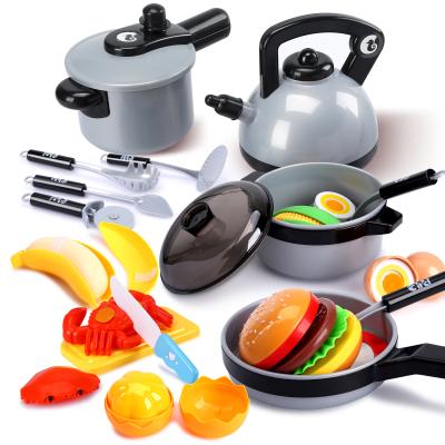 China Amazon Best Selling Safety Plastic Educational ABS Material Plastic Cookware Toy Set Pretend Play Toy Cooking Kitchen Toy for sale