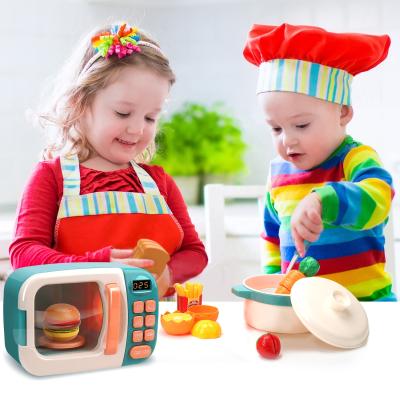 China Plastic IN STOCK Amazon Hot Colorful ABS Kids Microwave Oven Cooking Kitchen Pretend Play Plastic Toys for sale