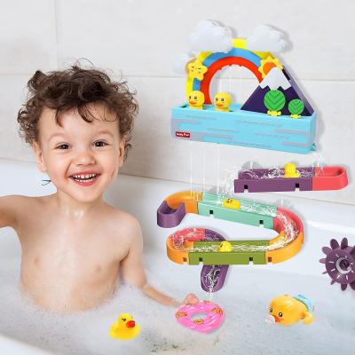 China Bath Toy Light and Musical Eco-Friendly Rainbow Modeling Novelty Baby Bathroom Bath Swimming Float Toys for sale