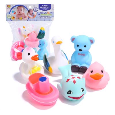 China Squeaky Bath Toy Cute Colorful Soft 6 Pcs Advanced PVC Vinyl Toddler Kids Baby Toys Animal Bath Toy Animal for sale