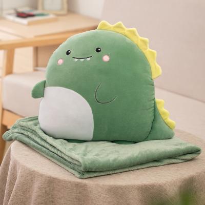 China Cute Plush Cartoon Dinosaur Giraffe Alpaca Alpaca Cuddle Desk Nap Thicken Stuffed Cushion Pillow Animal Dolls With Blanket for sale