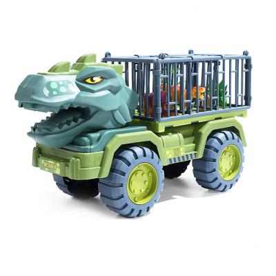 China EN71 Certification Toy Transporter 41*21*17cm Toy Transportation Dinosaur Transport Vehicle Semi Excavator Trailer Container Pull Back Vehicle for sale