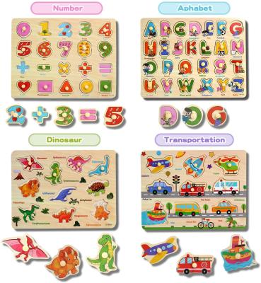 China Cartoon Toy Preschool Educational Study Toys 16 Packs No Smudges Alphabet Animal Children Number Pattern Wooden Puzzle for sale