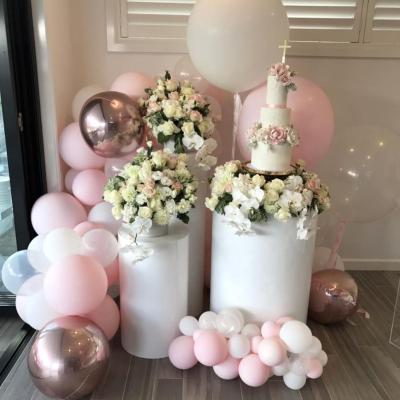 China Acrylic Clear White Round Cylinder Pedestals Flower Vase Circle Cylinder Pedestals Stands Wedding Decorations for sale