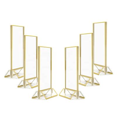 China 5x7 Clear 5x7 Menu Rack Acrylic Sign Holder Sign Holder With Gold Borders for sale