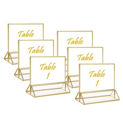 China Horizontal Acrylic Sign 6x4 Perspex Sign Holder 6x4 Holder With Gold Borders for sale