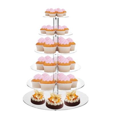 China Deploying Cake Topper 7 Tier Cupcake Transparent Multi-tier Acrylic Clear Deploying Stands For Wedding for sale