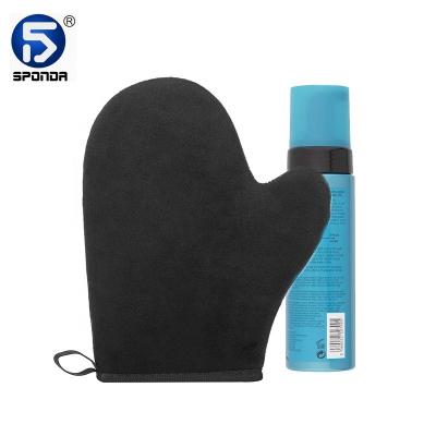 China Custom Logo Microfiber Velvet Soft Waterproof Sunless Sponge Thumb Sunless Reusable Reusable Tanning Glove Washable Tanning Glove for sale