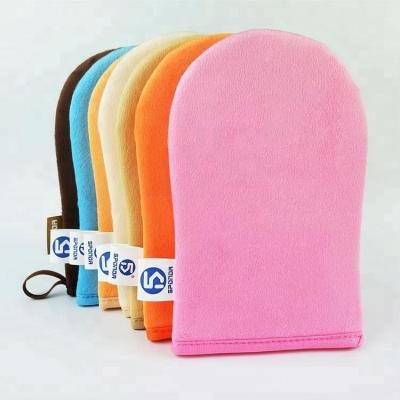 China Self Application Private Label Logo Self Application Double Microfiber Microfiber Sponge Custom Velvet Soft Waterproof Sponge Reusable Washable Tanning Mits Sunless Tanning Glove for sale