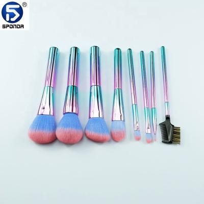 China Angular Blush Colorful Eyeliner Cosmetic Lip Foundation Powder Makeup Brushes 8pcs Set Makeup Brushes for sale