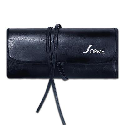 China Black Leather Travel Portable 13 Pockets Cosmetic Brushes Organizer Fashion Makeup Brush Rolling Case Pouch Holder Bag Case for sale