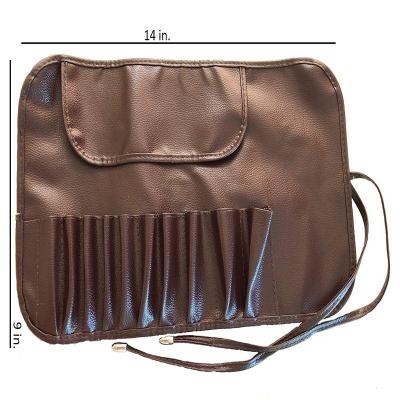 China Fashion Makeup Brush Rolling Pouch 10 Pockets In Bag To Organize Essential Brushes Portable Case For Travel Or Purse for sale