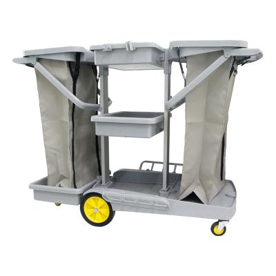 China Other Factory Wholesale Gray Multifunction Hotel Household Plastic D-11B Cleaning Cart / Service Trolley With Lid for sale