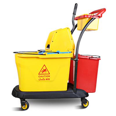 China Sustainable Multifunctional Household Down-launcher/Hotel Wringer Trolley for Cleaning with 46L Capacity Mop Bucket Spinning Mop for sale