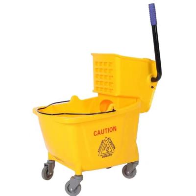 China Durable Yellow 32L Floor Mop Bucket Thickened Squeeze Bucket Wash Hotel Household Tool Commercial Car Mop Cleaning Wringer for sale