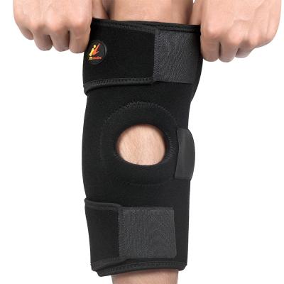 China Advanced Targeted Compression Neoprene Knee Brace with Open Patella Design 3 Straps Silicone Gel Pad Knee Support For Sports for sale