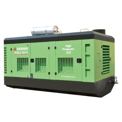 China Kaishan KSZJ-18/17 2022 Cfm Heavy Duty Diesel Motorized Screw Lubricated 16 Bar 750 Diesel Air Compressor With Computer Control System for sale