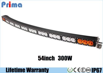 China IP67 300w Amber White Curved Light Bar / 27000lm 54 Inch Single Row LED Light Bar for sale