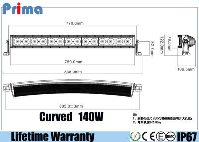 China LKW führte der 30 Zoll-140W Lichtstrahl, einzelner Reihe 10W Cree-kombinierten gebogenen Lichtstrahl  zu verkaufen