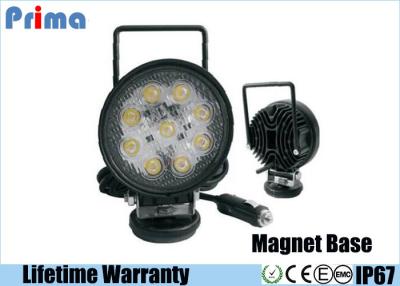 China 27W Round Portable LED Work Lights With Magnetic Base , Cigar Lighter Connector for sale