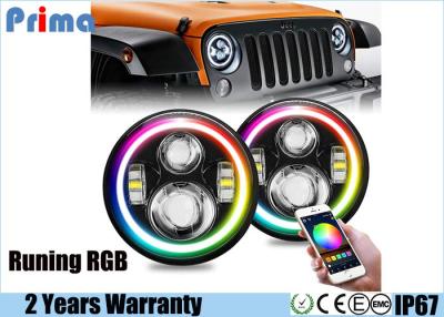 China Neue 7 Zoll-Jeep-Scheinwerfer, die RGB-Halo mit bernsteinfarbiges Signal-Bluetooth-Fernmusik-Modus für Jeep Wrangler TJ JK laufen lassen zu verkaufen