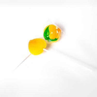 China Normal Priceyellow Maid Shape Peach Sweet Sweet White Flavor Lollipop Soft Candy for sale