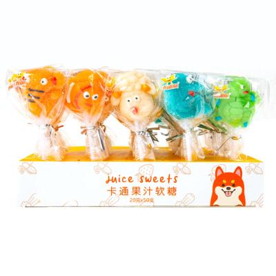 China Normal Cartoon Animal Shape Juice Sweets Soft Lollipop Candy Food For Kids Children for sale