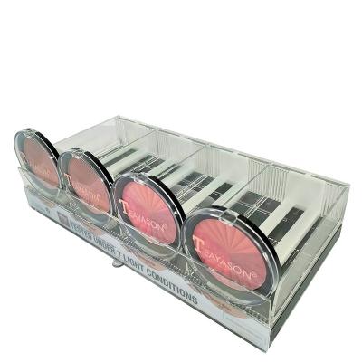 China Steel And Plastic Retail Cosmetic Island Makeup Display Shelf Store 4 Slots Cosmetic Eyeshadow Tray Display Furniture for sale