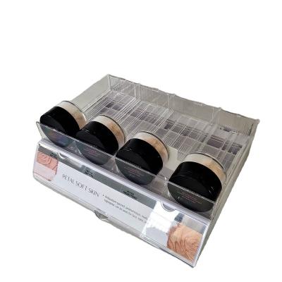 China Cosmetic Fixture Tray With Pusher Divider Steel And Plastic Modular Cosmetic Accessories Display Unit Display Wall Peg Test Stand for sale